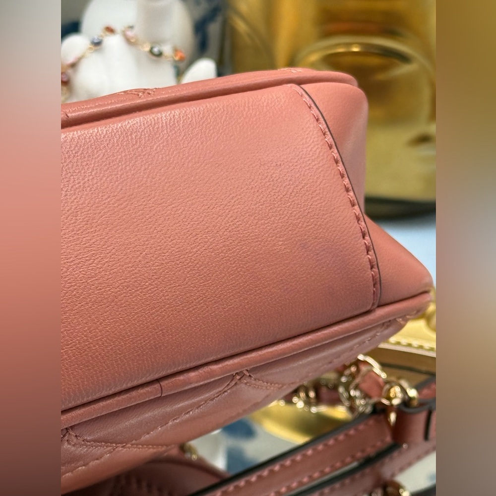 🆕 TORY BURCH 🧿 NWOT Savannah Chain Link Camera Bag, Pink Salmon AUTHENTICATED - Picture 9 of 16